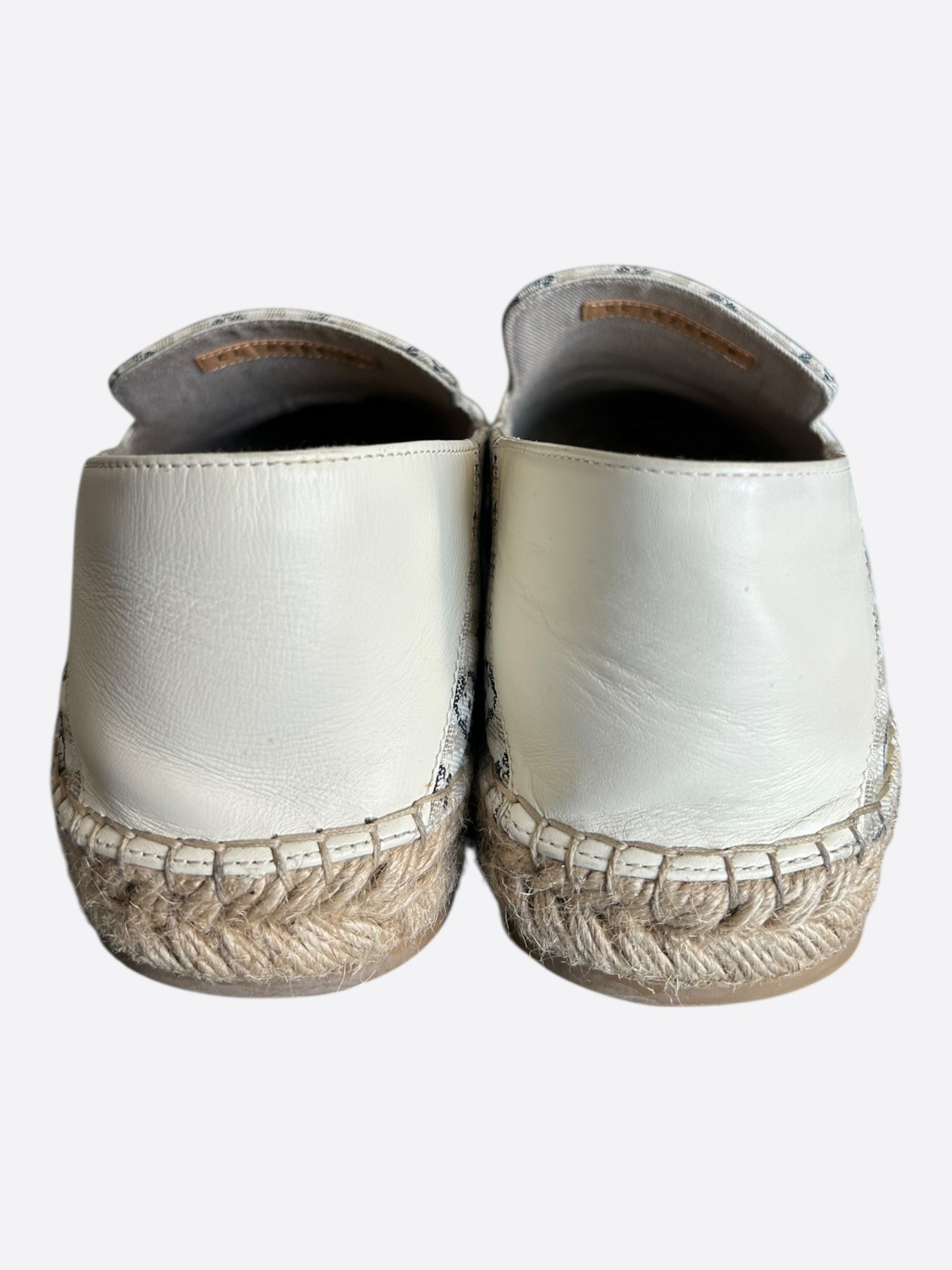 Louis Vuitton White & Beige Bidart Striped Monogram Espadrilles