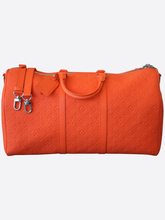 Louis Vuitton Orange Taurillon Monogram Keepall 50