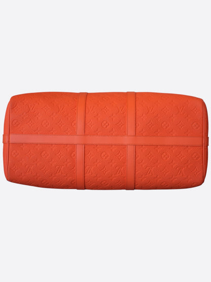 Louis Vuitton Orange Taurillon Monogram Keepall 50