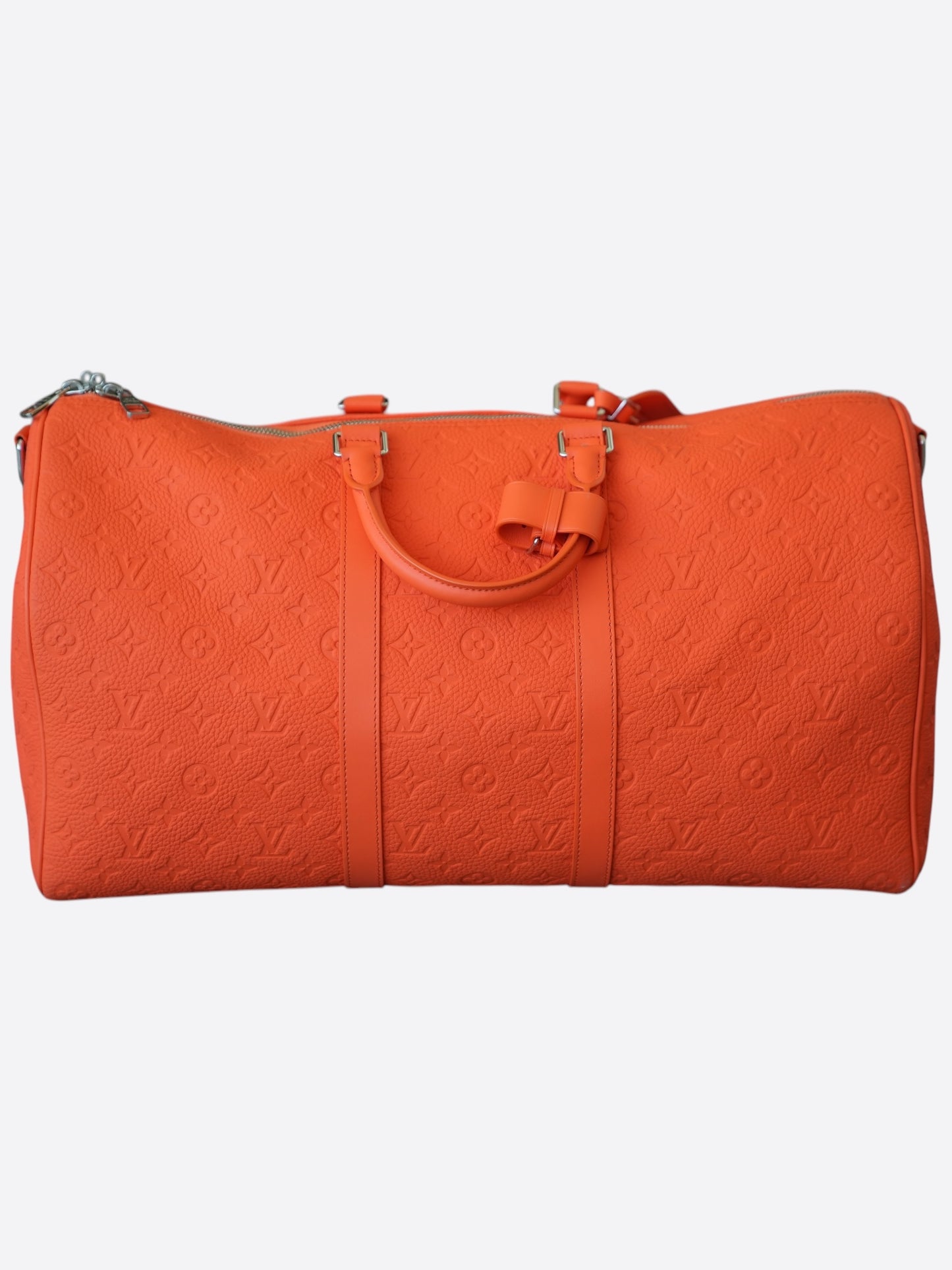 Louis Vuitton Orange Taurillon Monogram Keepall 50