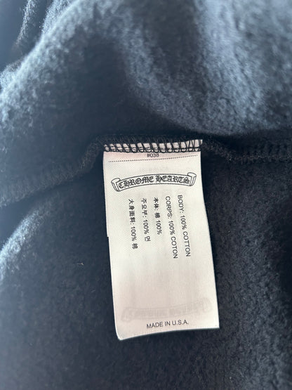 Chrome Hearts Black & White Script Print Zip Up Hoodie