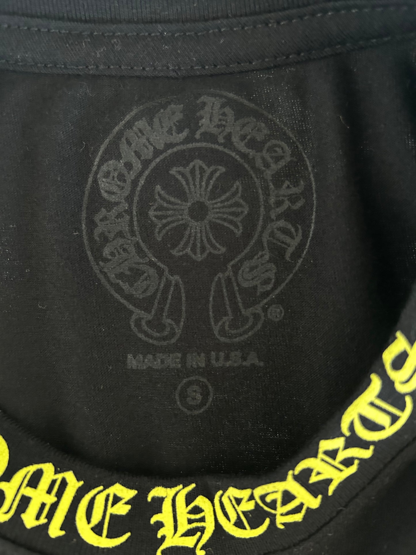 Chrome Hearts Black & Yellow Neck Logo T-Shirt
