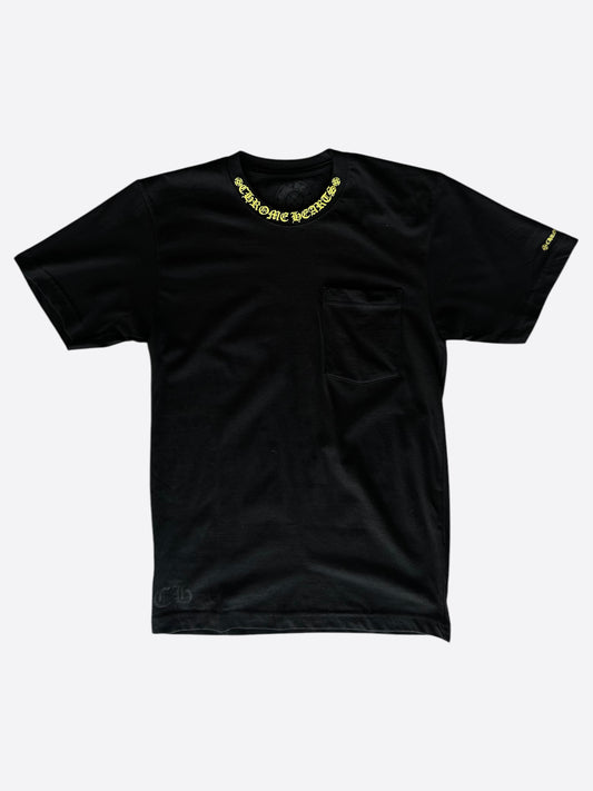 Chrome Hearts Black & Yellow Neck Logo T-Shirt