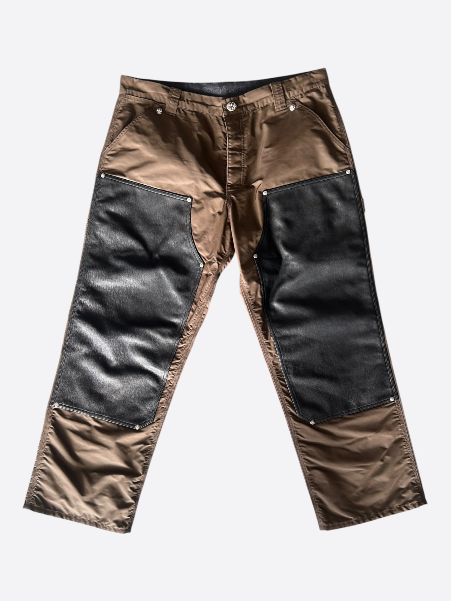 Chrome Hearts Brown Nylon & Leather Carpenter Pants