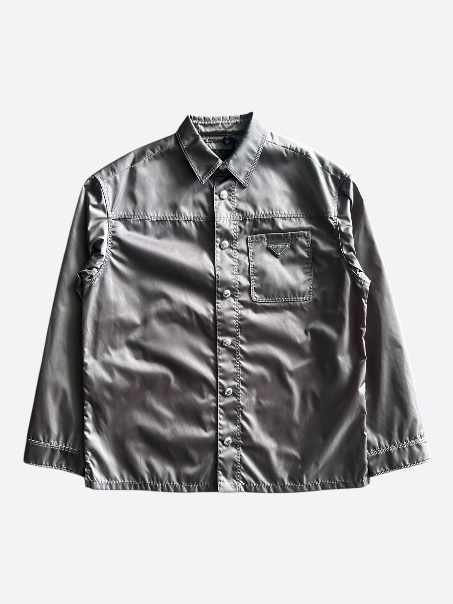 Prada Brown Re-Nylon Button Up Overshirt