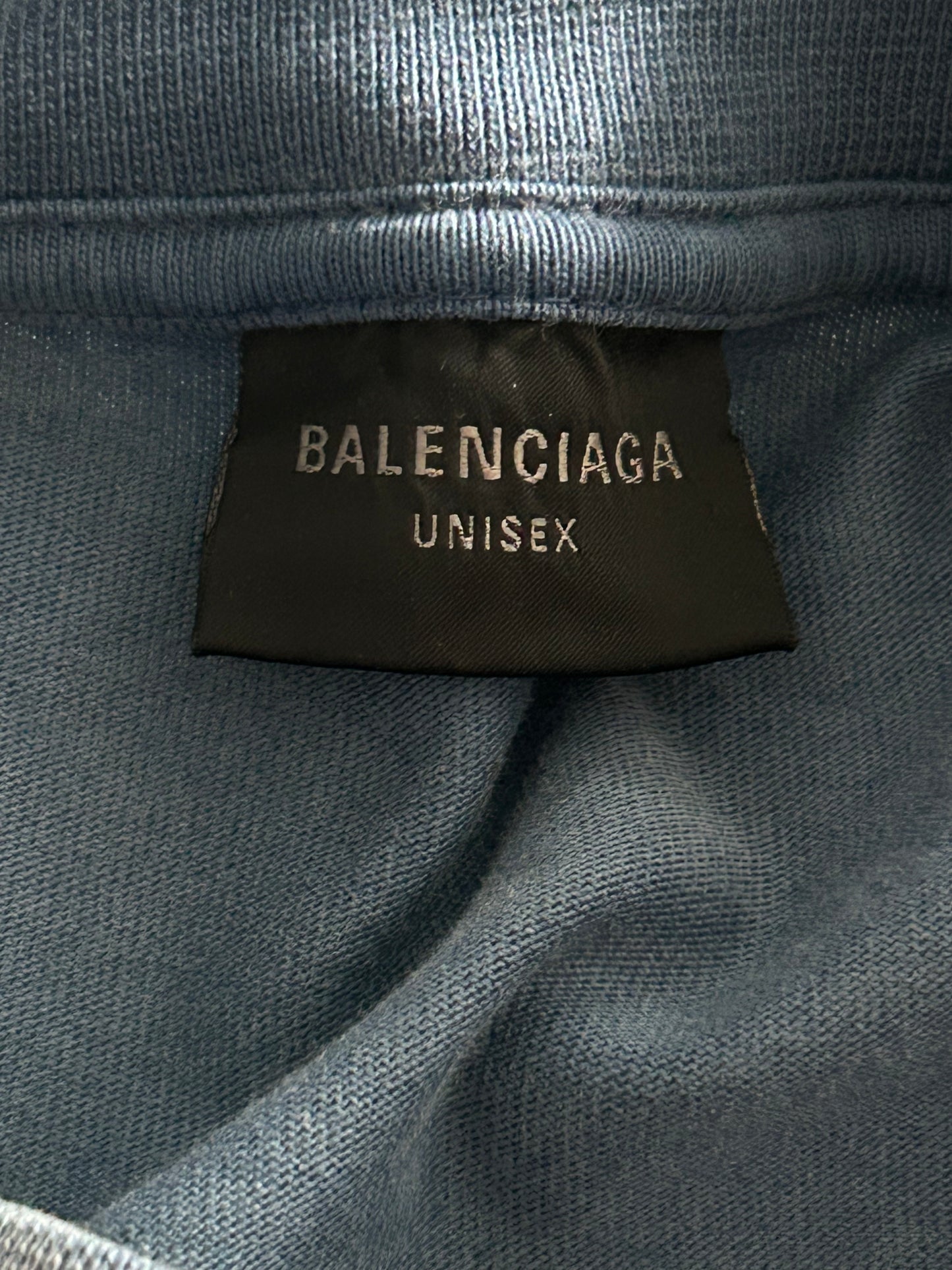 Balenciaga Faded Blue & Black Hand-Drawn Logo Longsleeve T-Shirt