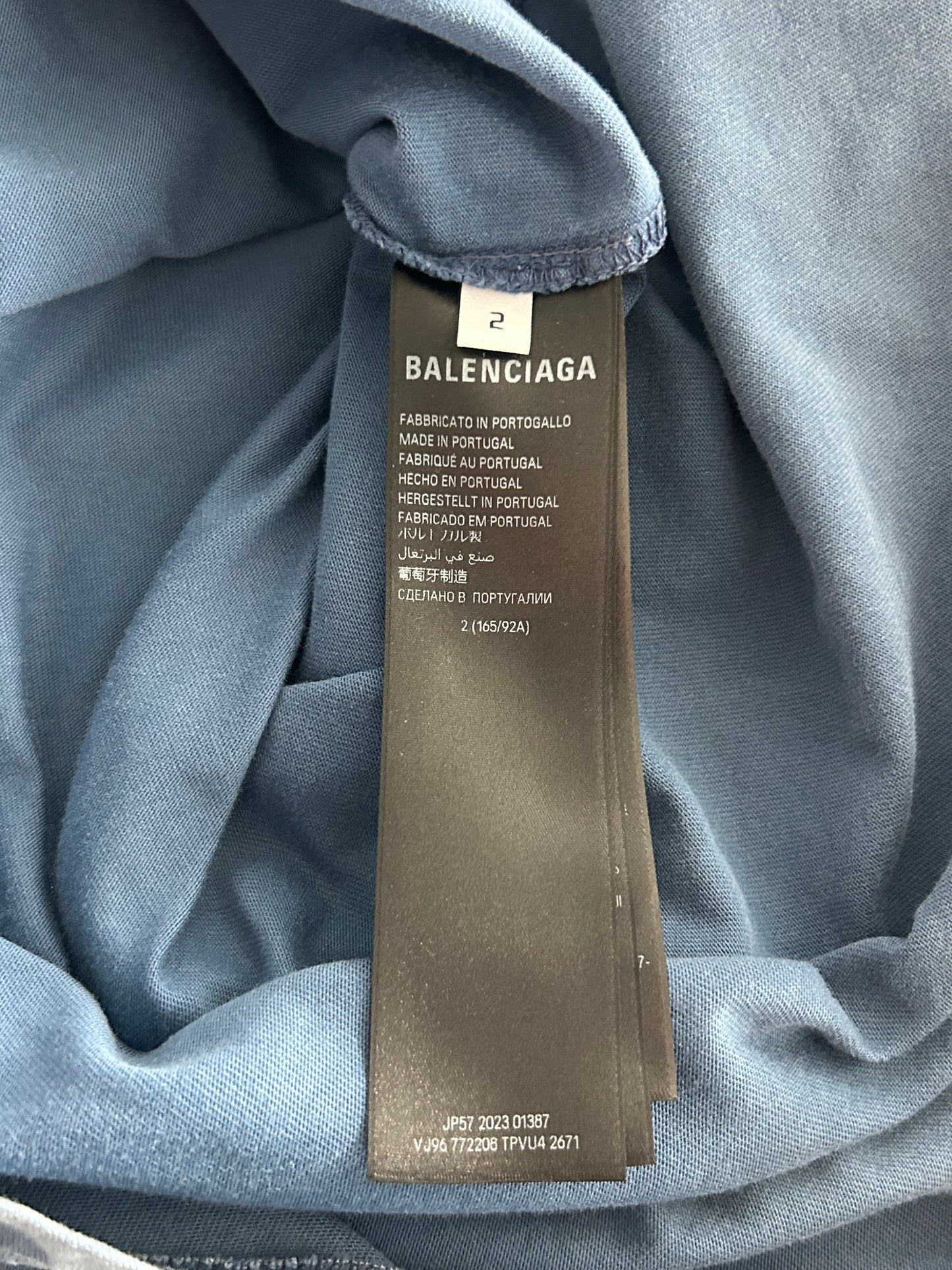 Balenciaga Faded Blue & Black Hand-Drawn Logo Longsleeve T-Shirt