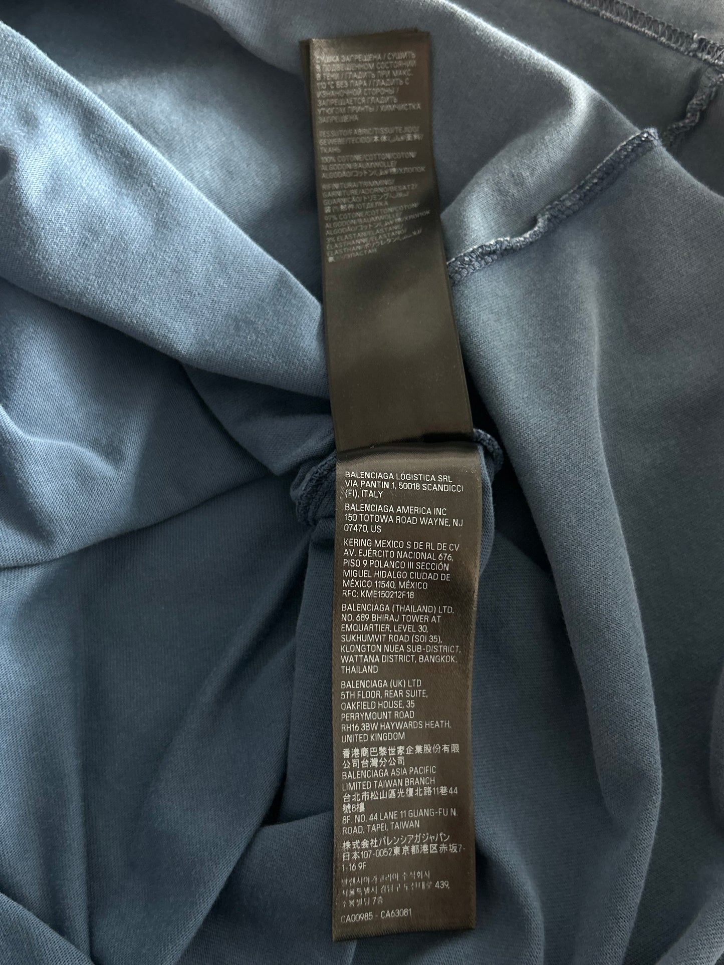 Balenciaga Faded Blue & Black Hand-Drawn Logo Longsleeve T-Shirt