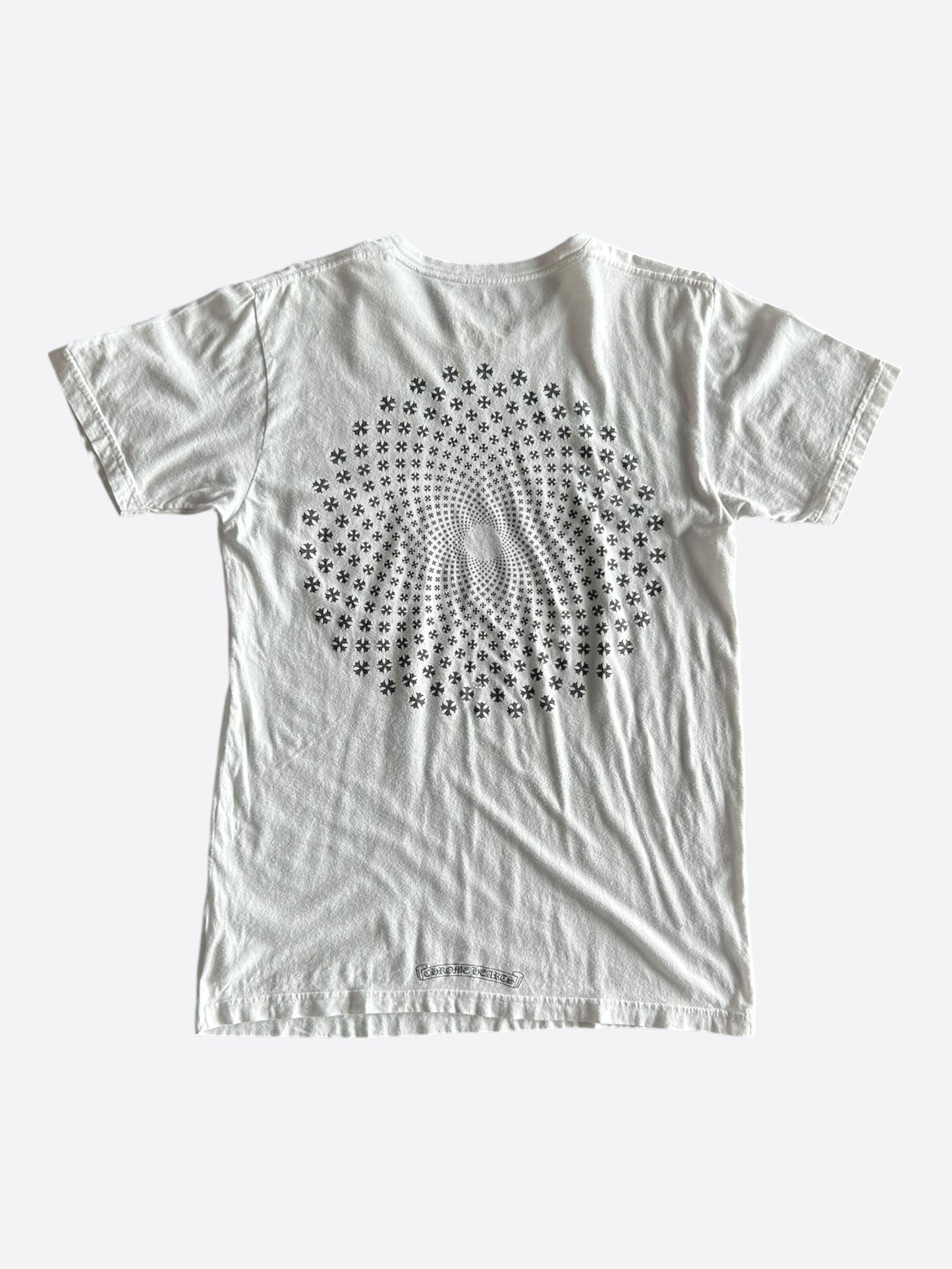 Chrome Hearts White & Black Spiral Cross Graphic T-Shirt