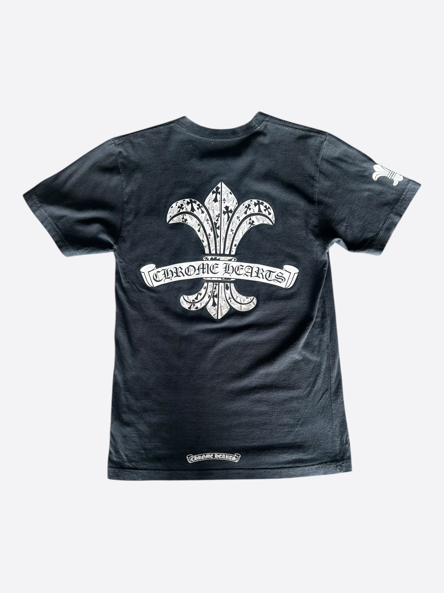 Chrome Hearts Black & White Fleur Scroll Logo T-Shirt