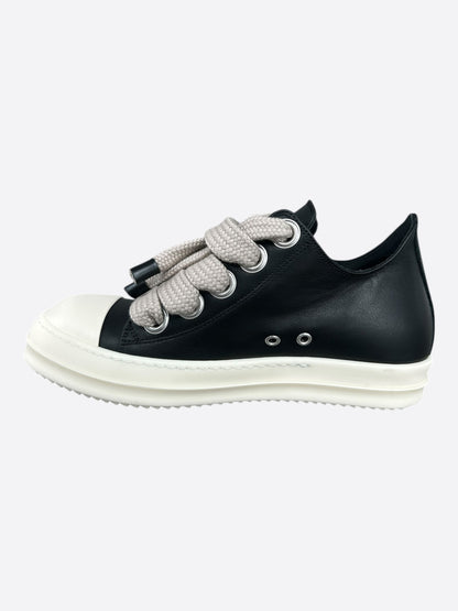 Rick Owens Black Leather Jumbo Lace Low Top Sneakers
