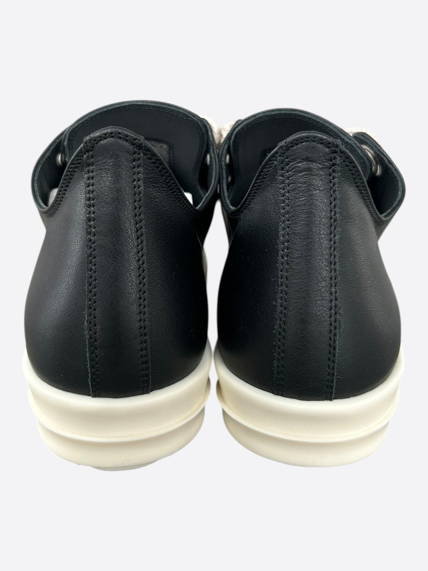 Rick Owens Black Leather Jumbo Lace Low Top Sneakers