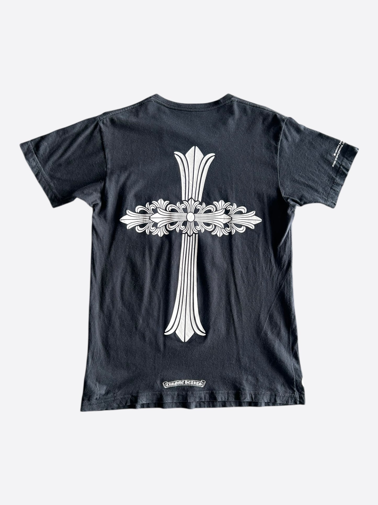 Chrome Hearts Black & White Floral Cross T-Shirt