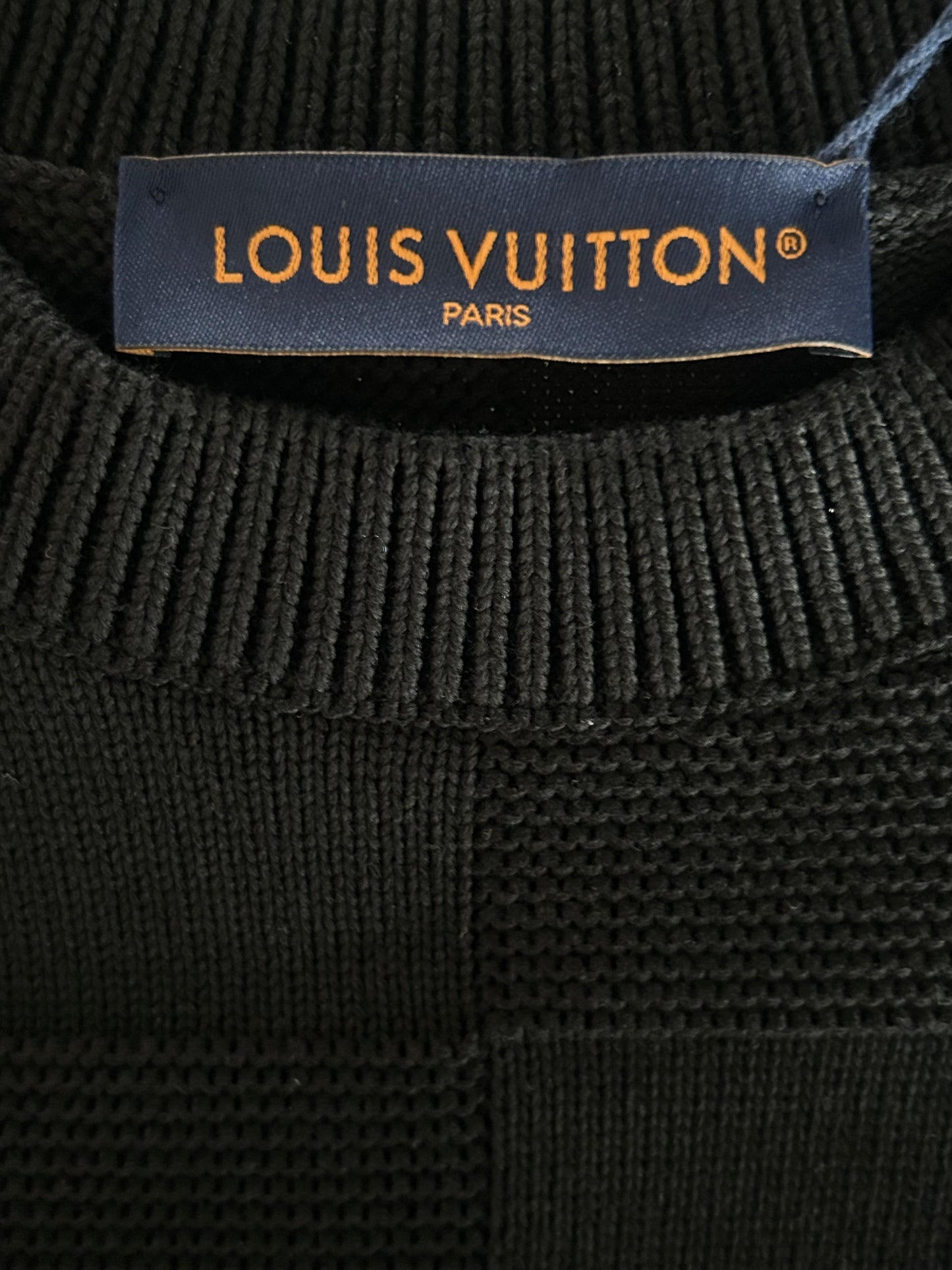 Louis Vuitton Black Damier Stitch Pin Logo Sweater