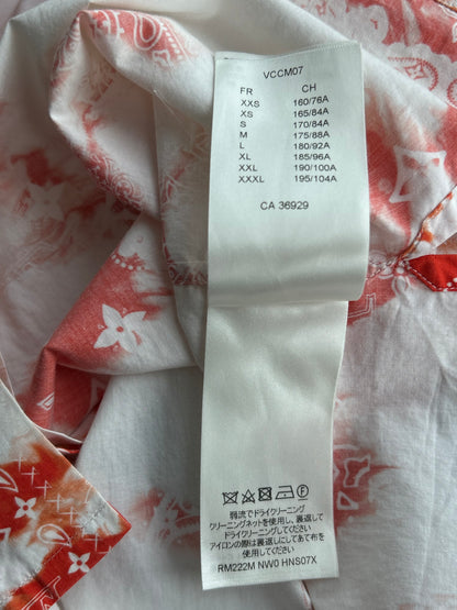 Louis Vuitton Red Bandana Bleached Short Sleeve Button Up Shirt