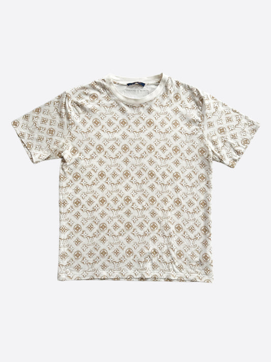 Louis Vuitton White & Tan Monogram T-Shirt