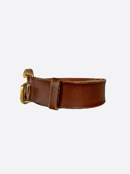 Gucci Brown & Gold GG Buckle Leather Women's Belt