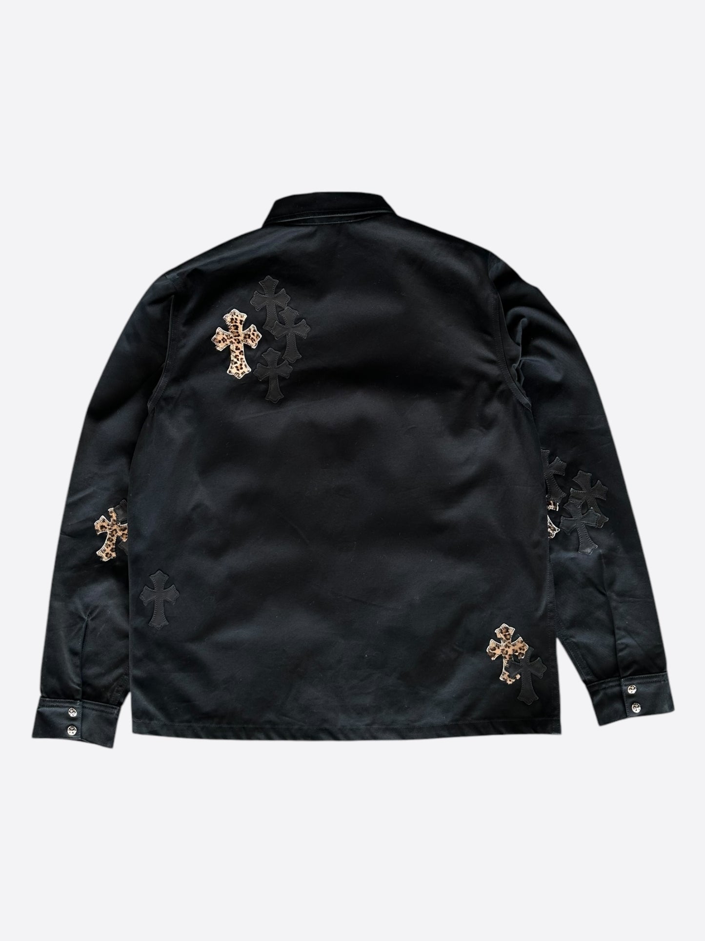 Chrome Hearts Black & Cheetah Cross Patch Work Dog Jacket
