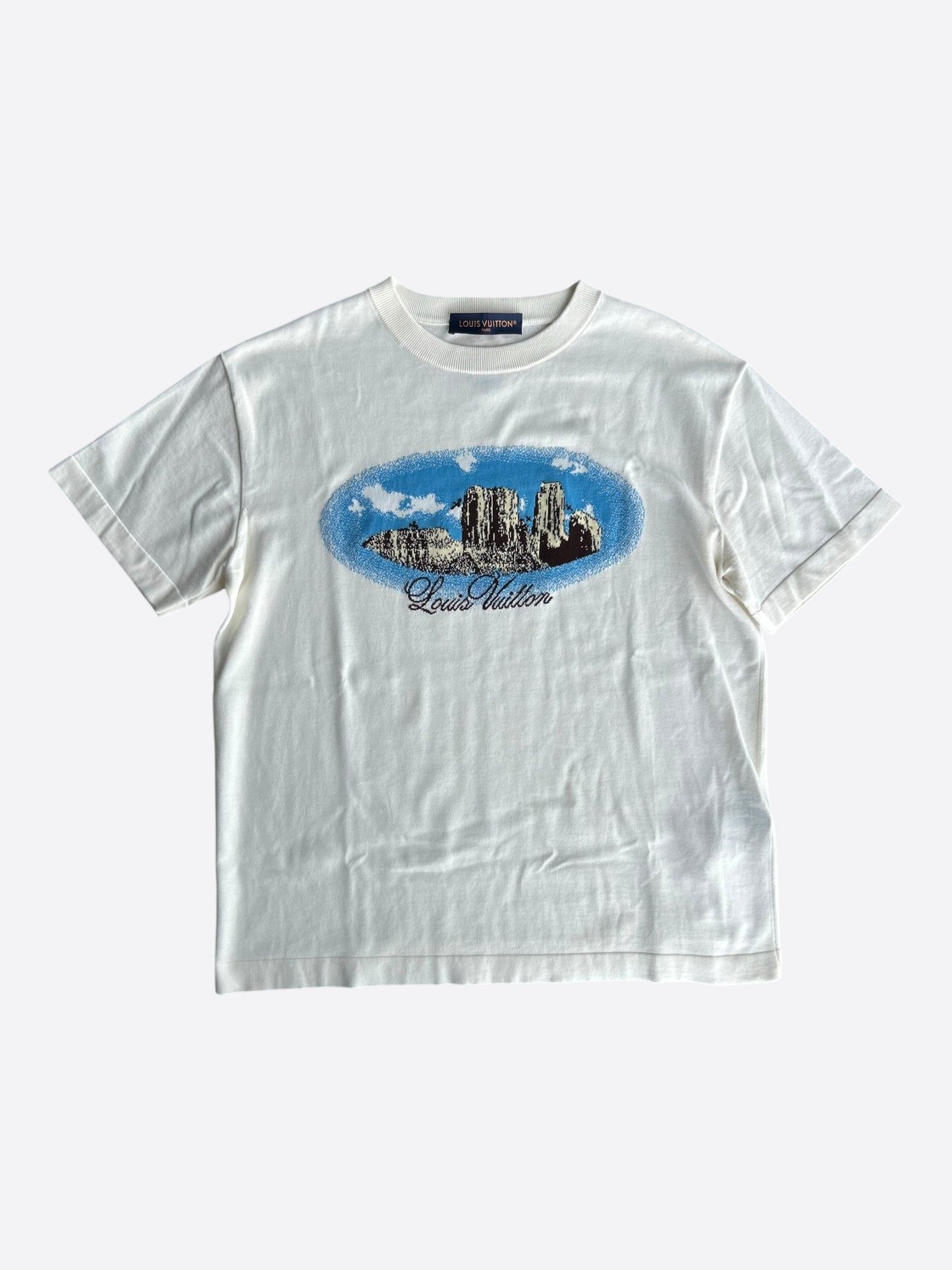 Louis Vuitton White Western Landscape Graphic Intarsia T-Shirt
