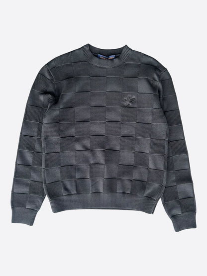 Louis Vuitton Black Damier Stitch Pin Logo Sweater