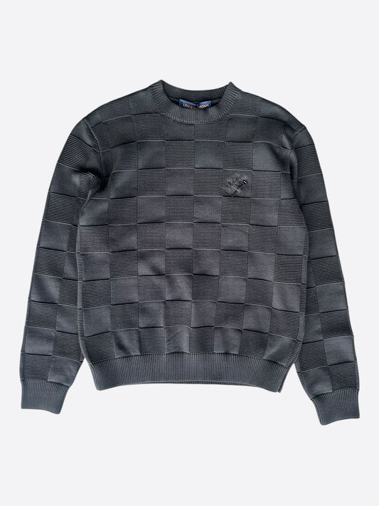 Louis Vuitton Black Damier Stitch Pin Logo Sweater