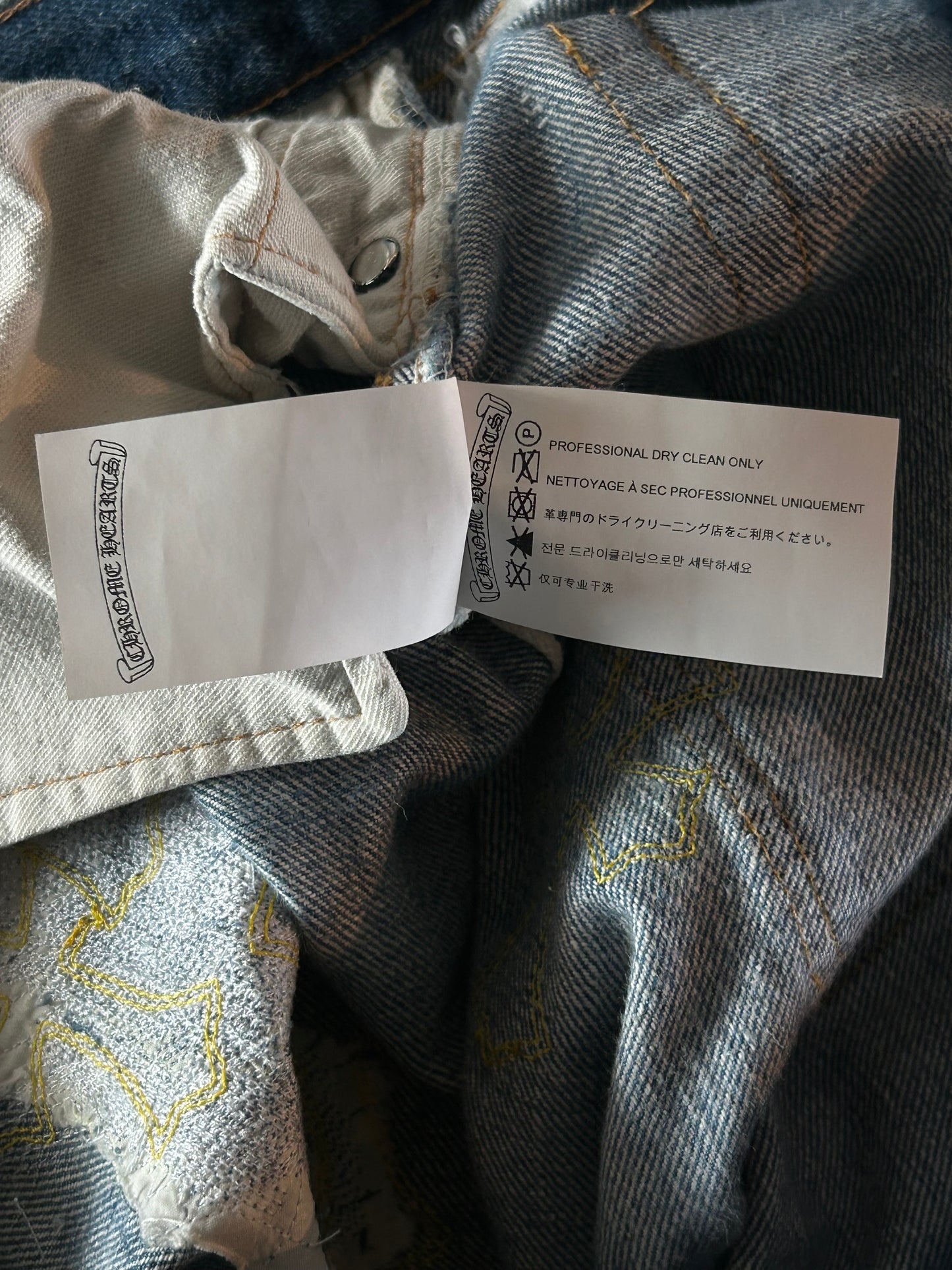 Chrome Hearts Levi's Blue & Yellow Cross Patch Jeans