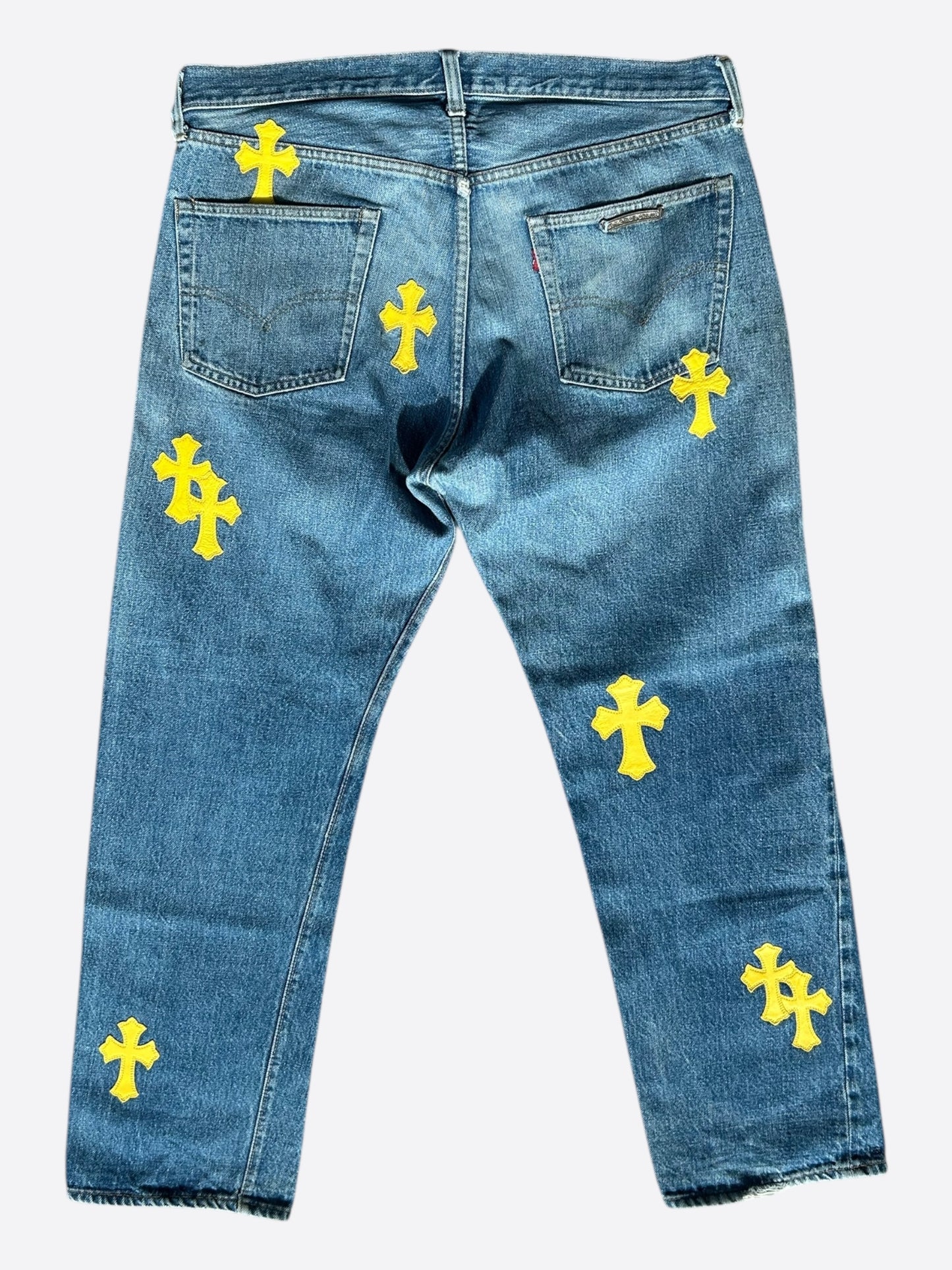 Chrome Hearts Levi's Blue & Yellow Cross Patch Jeans