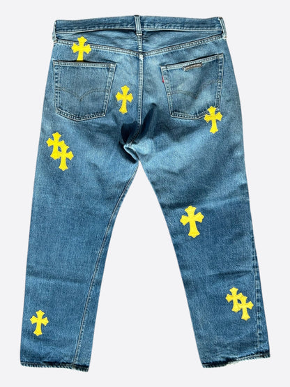 Chrome Hearts Levi's Blue & Yellow Cross Patch Jeans