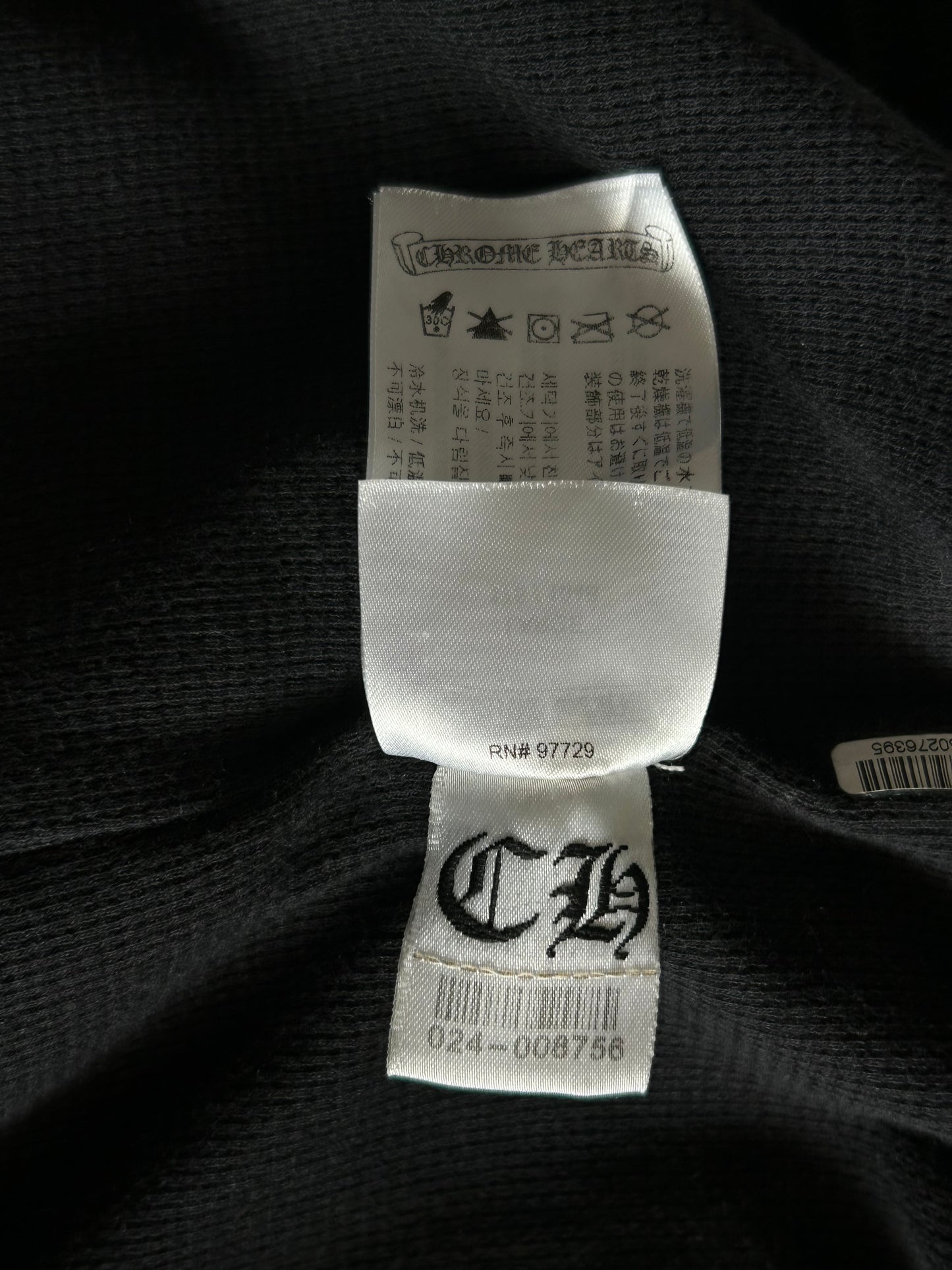 Chrome Hearts Black Aspen Exclusive Horseshoe Thermal Zip Up Hoodie