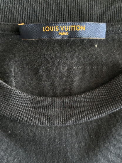 Louis Vuitton Navy & White Embroidered Flowers Logo T-Shirt