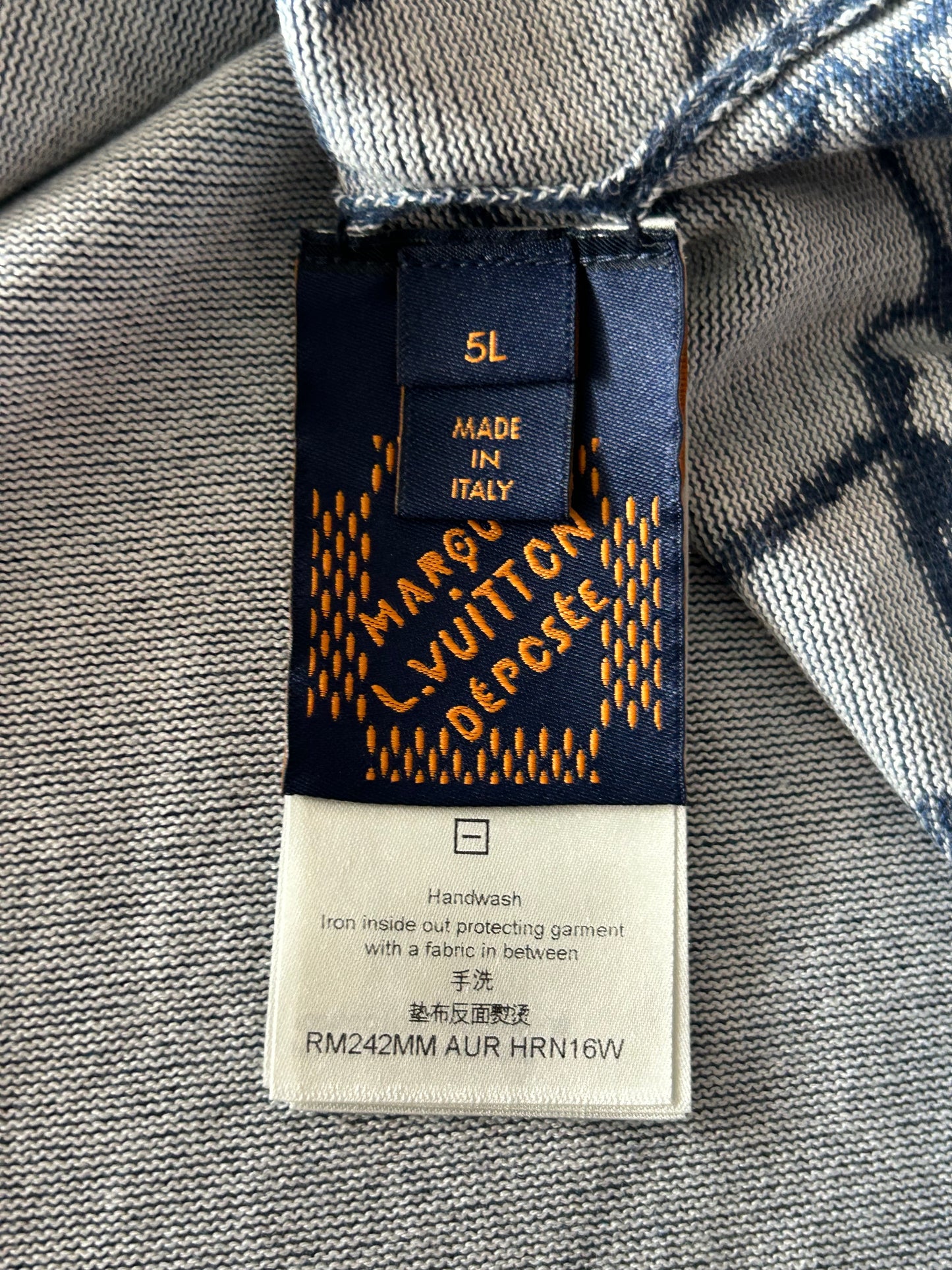 Louis Vuitton Blue & White Barb Wire Monogram Intarsia T-Shirt