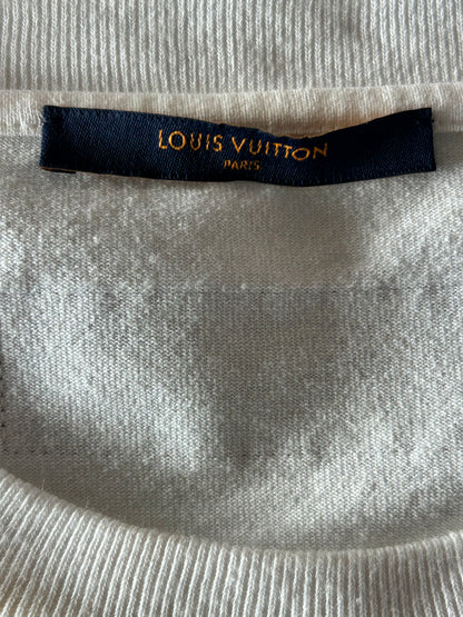 Louis Vuitton White Graffiti Logo Embroidered T-Shirt