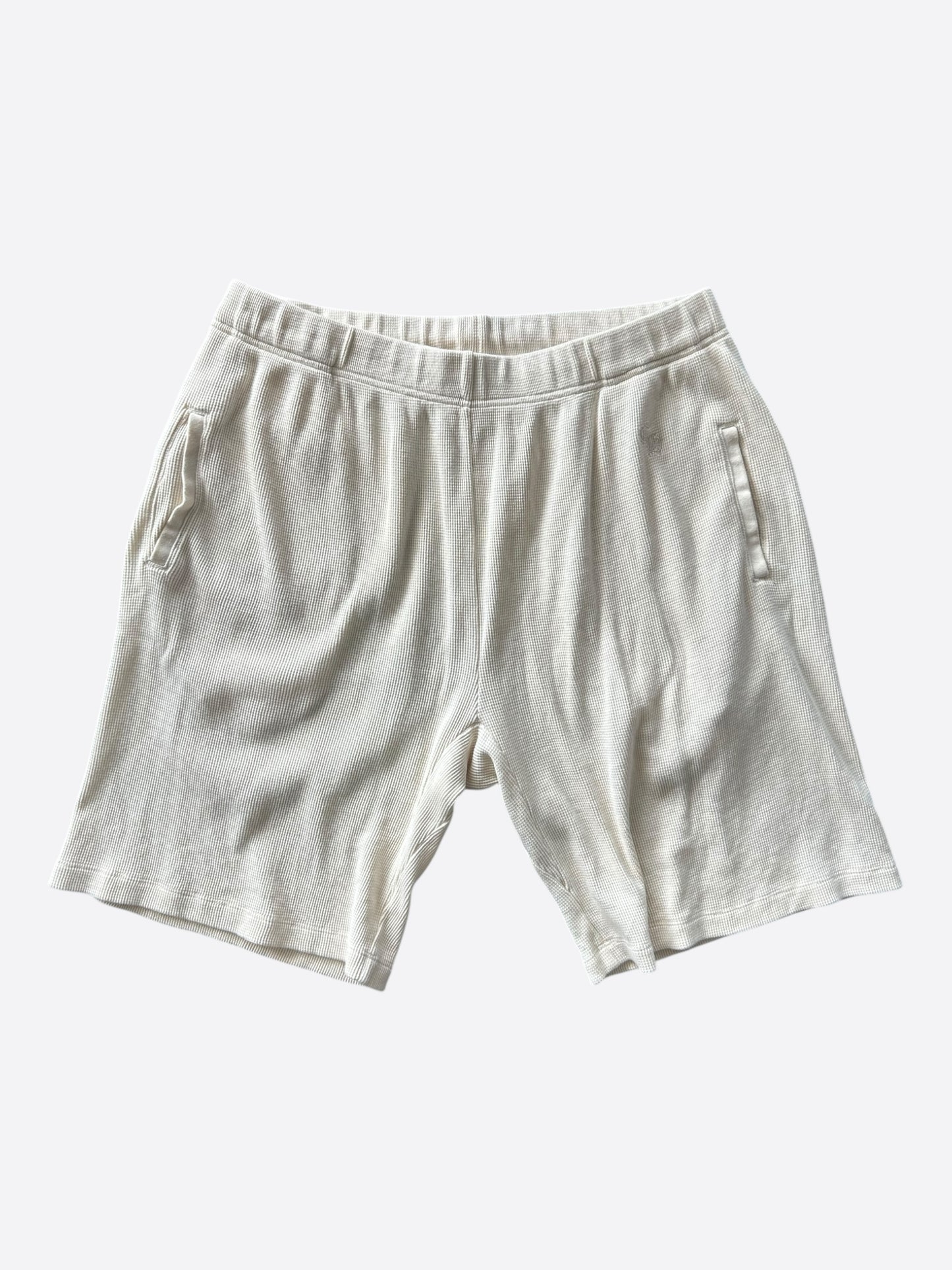 Chrome Hearts Cream CH Embroidered Waffle Knit Shorts