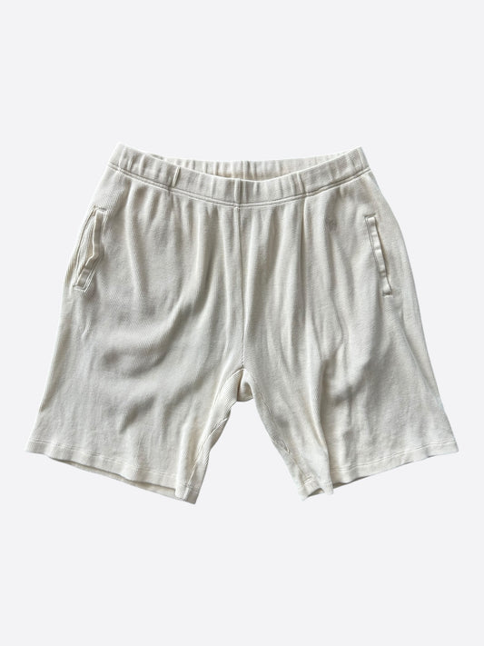 Chrome Hearts Cream CH Embroidered Waffle Knit Shorts