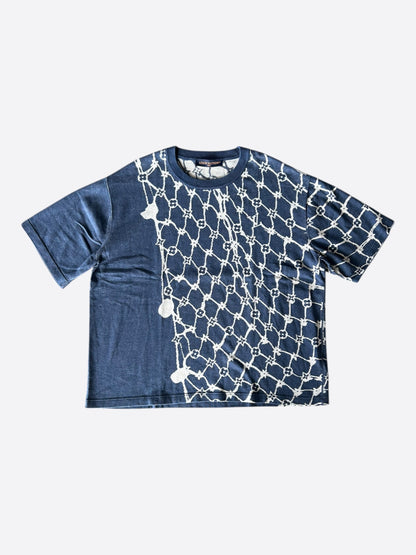 Louis Vuitton Blue & White Barb Wire Monogram Intarsia T-Shirt