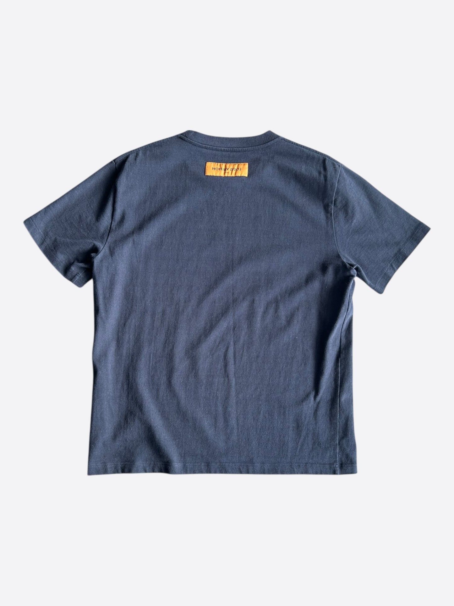 Louis Vuitton Navy & White Embroidered Flowers Logo T-Shirt