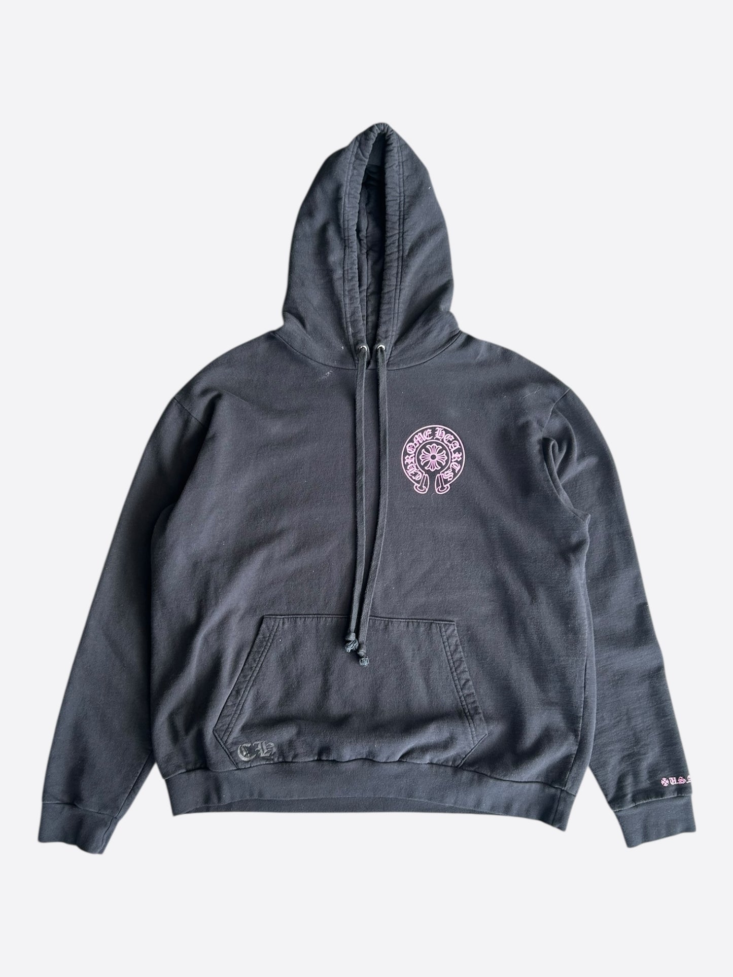 Chrome Hearts Black & Pink Online Exclusive Horseshoe Logo Hoodie