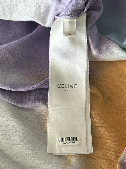Celine Tie-Dye & Black Studded Logo T-Shirt