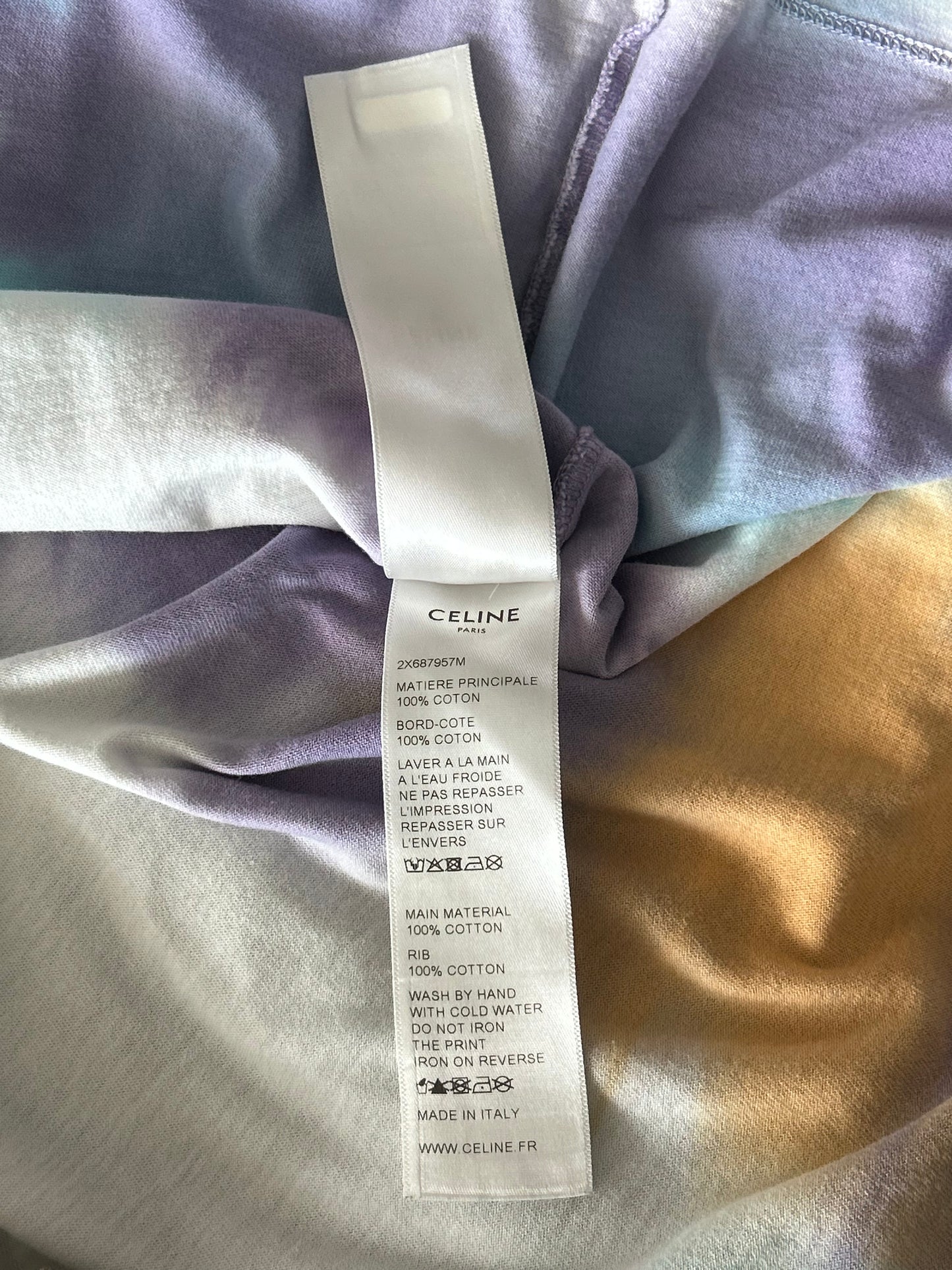 Celine Tie-Dye & Black Studded Logo T-Shirt