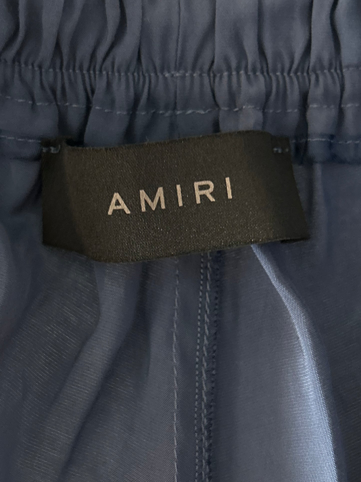 Amiri Navy & White Saturday Night Embroidered Logo Shorts