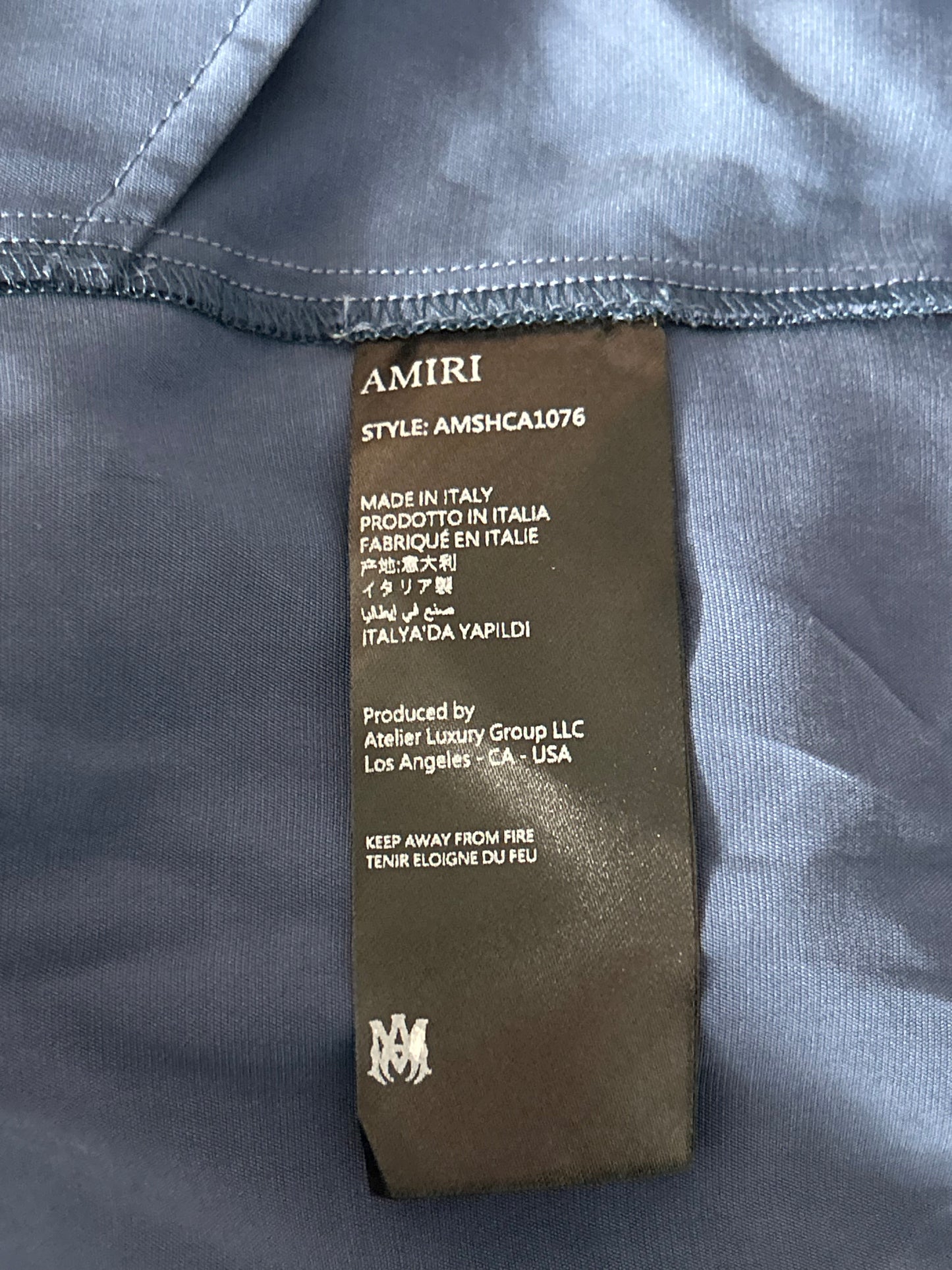 Amiri Navy & White Saturday Night Embroidered Logo Shorts