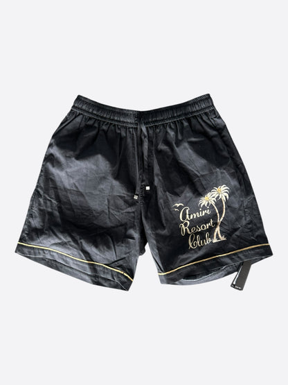 Amiri Black & Gold Resort Club Logo Shorts