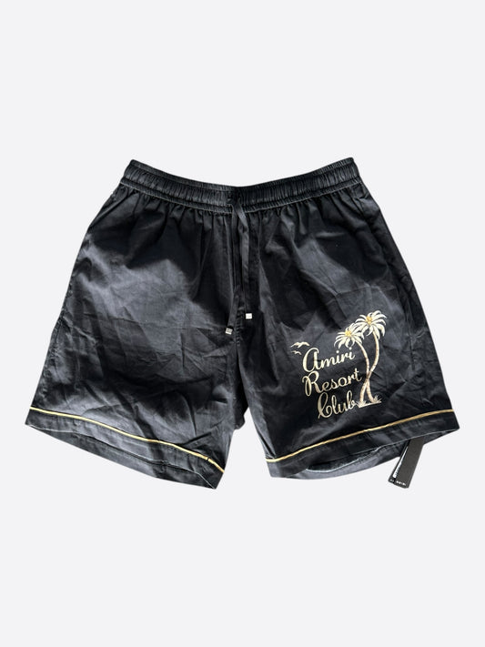 Amiri Black & Gold Resort Club Logo Shorts