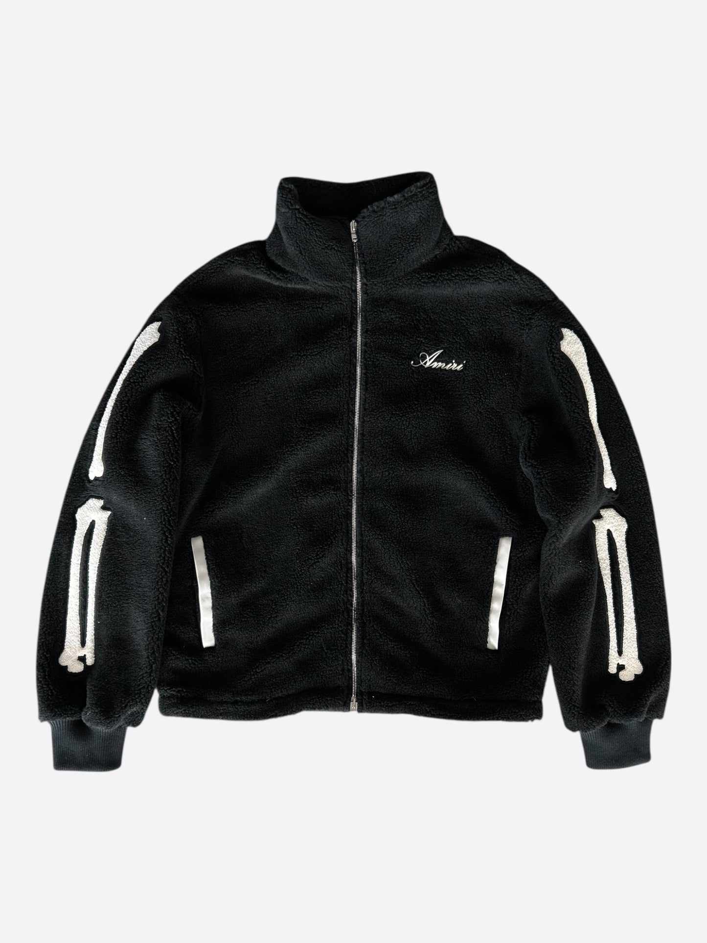 Amiri Black & White Bones Fleece Jacket