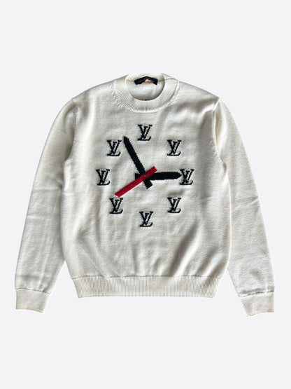 Louis Vuitton Beige Monogram Clock Wool Sweater