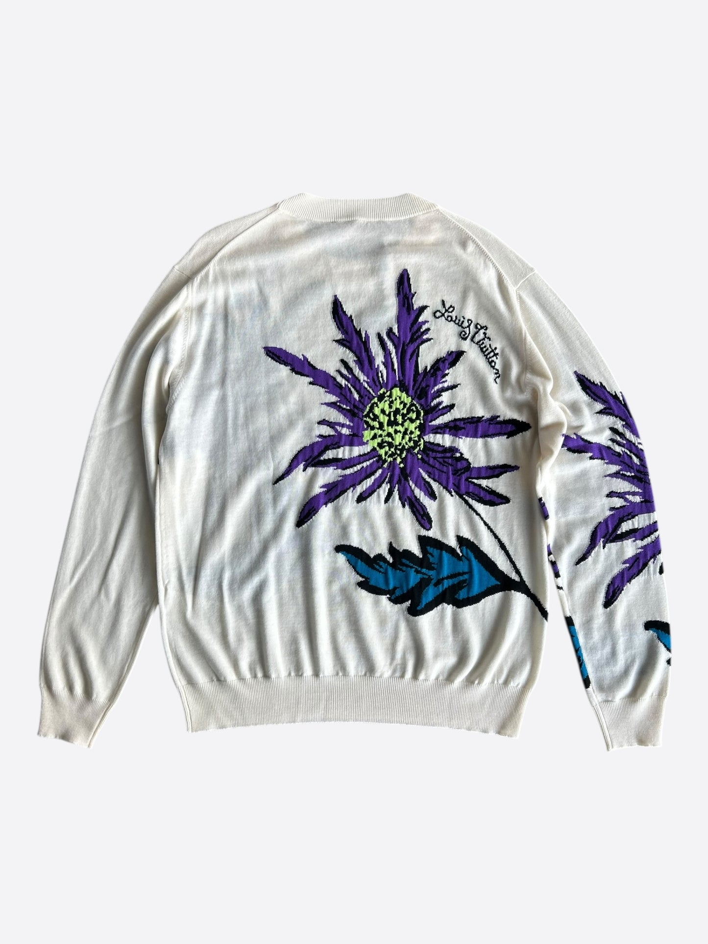 Louis Vuitton White & Multicolor Thistle Knit Sweater