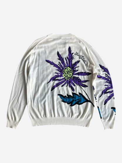 Louis Vuitton White & Multicolor Thistle Knit Sweater