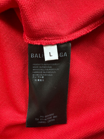 Balenciaga Red & Black Embroidered Polo T-Shirt