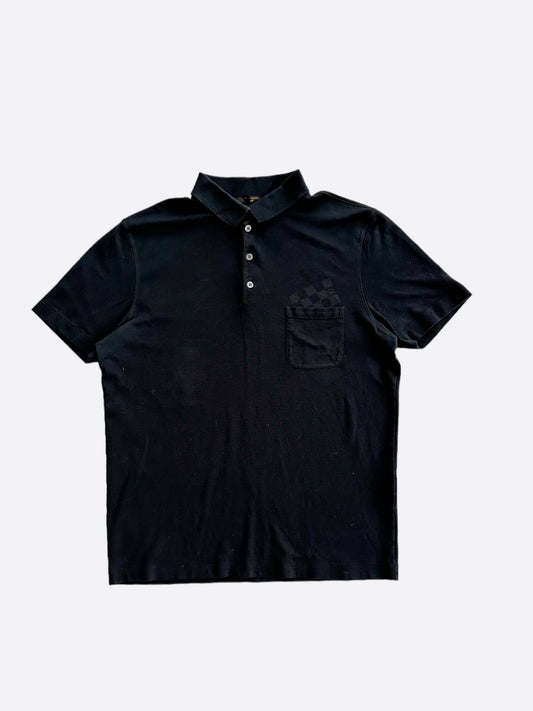 Louis Vuitton Black Damier Pocket Polo T-Shirt