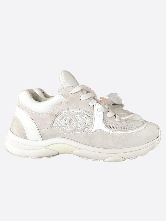 Chanel Grey & White CC Mesh Trainers